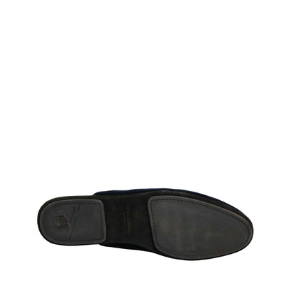 Dolce & Gabbana Dark Blue Suede Slides Flat Slipper Men Shoes
