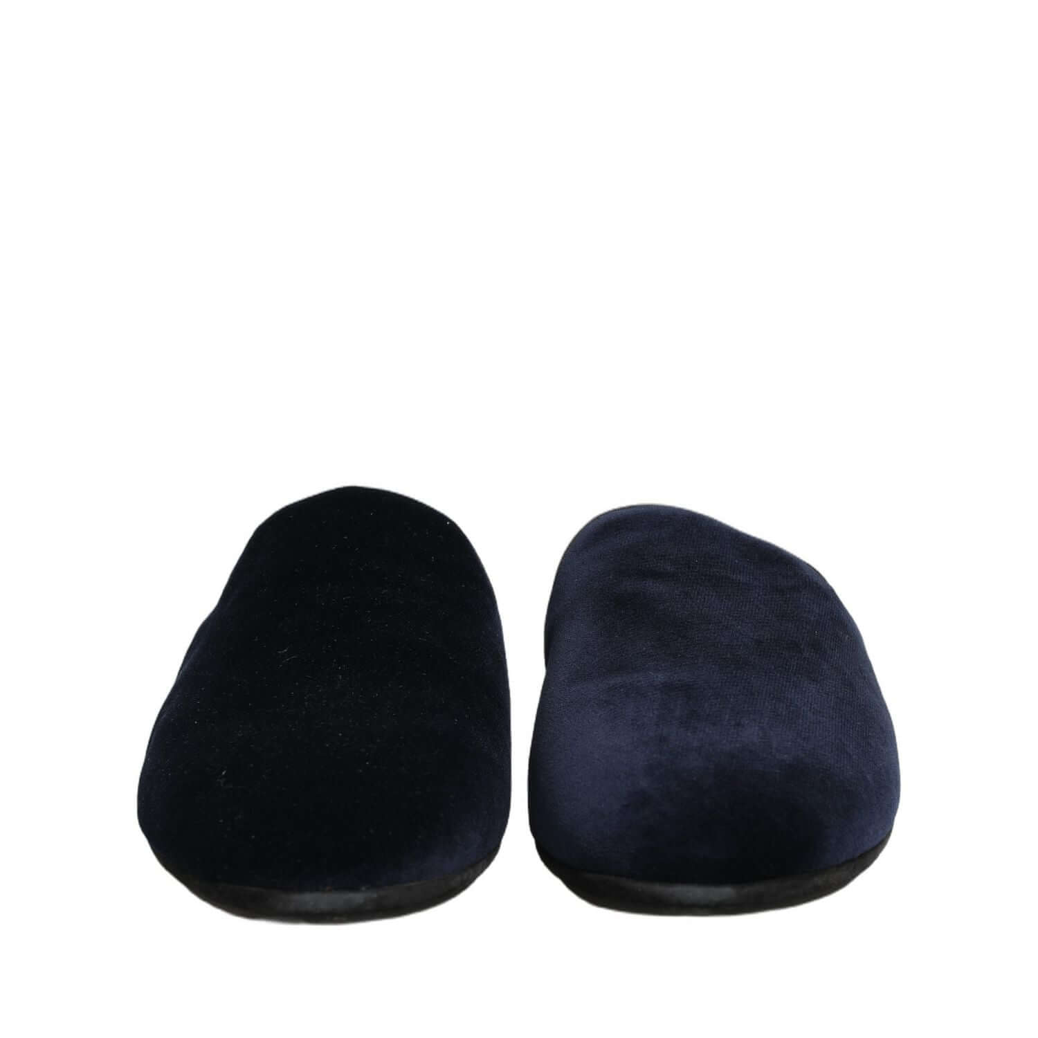 Dolce & Gabbana Dark Blue Suede Slides Flat Slipper Men Shoes