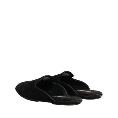 Dolce & Gabbana Black Suede Slides Flat Slipper Men Shoes