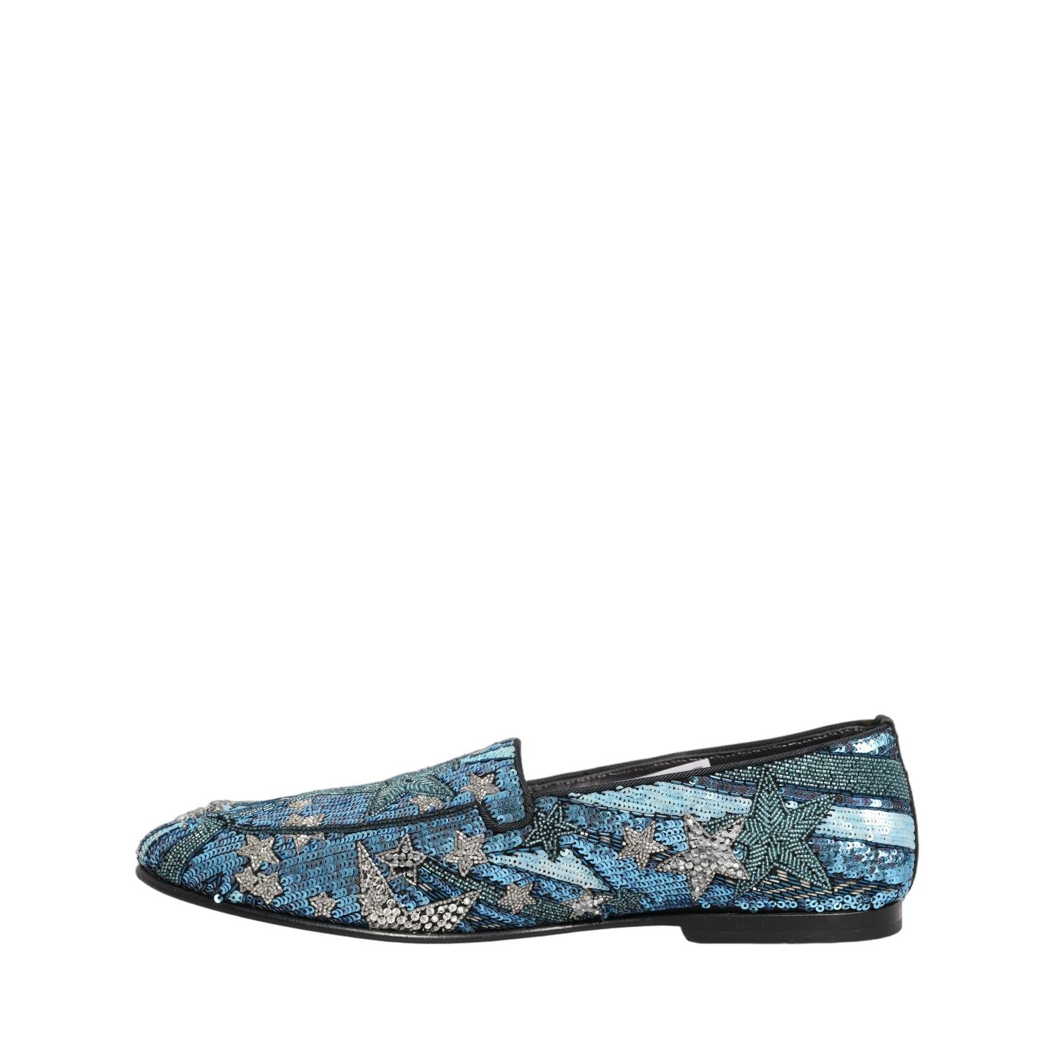 Dolce & Gabbana Multicolor Embroidered Sequin Loafers Shoes
