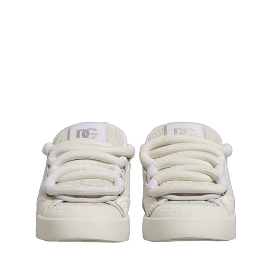 Dolce & Gabbana White Leather Portofino Space Sneakers Shoes