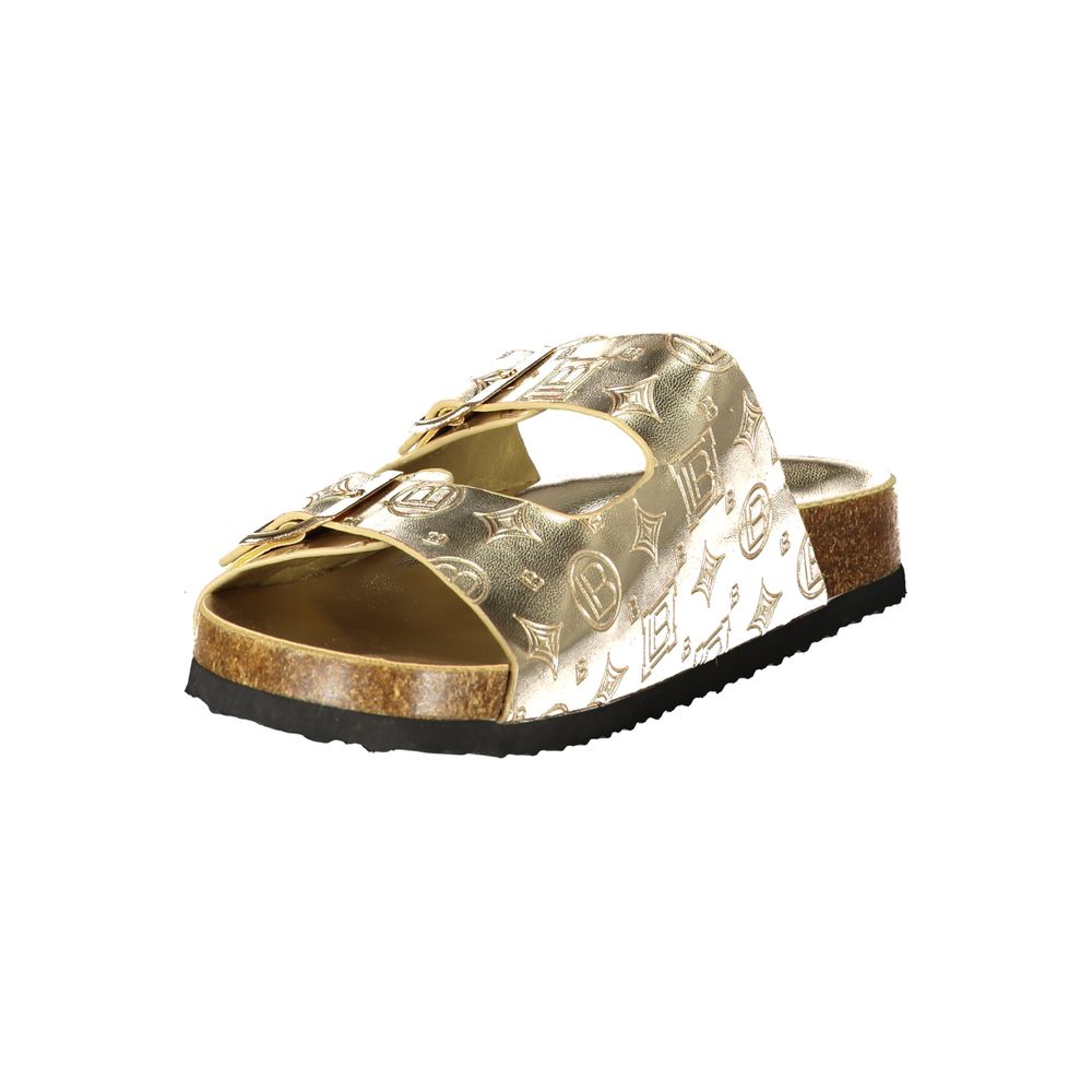Laura Biagiotti Gold Polyethylene Flat Sandals