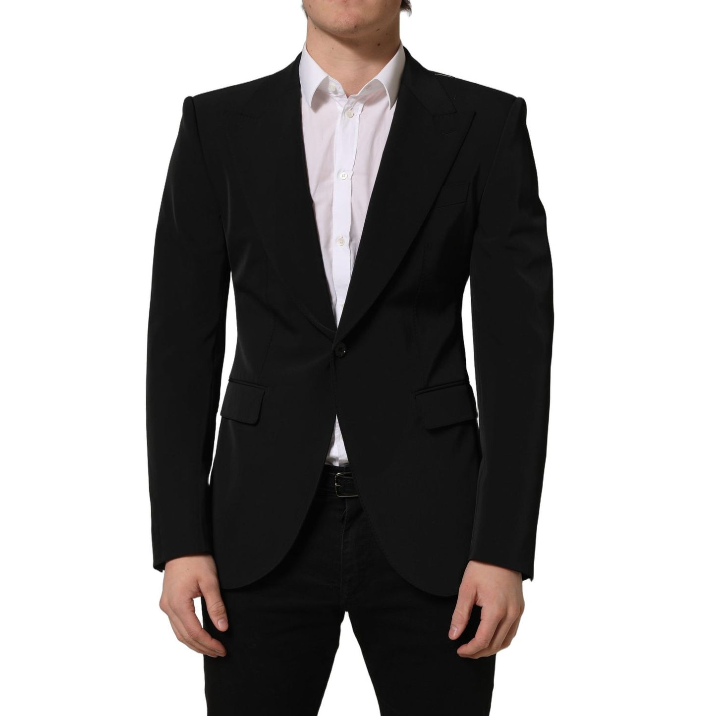 Dolce & Gabbana Black Single Breasted One Button Coat Blazer