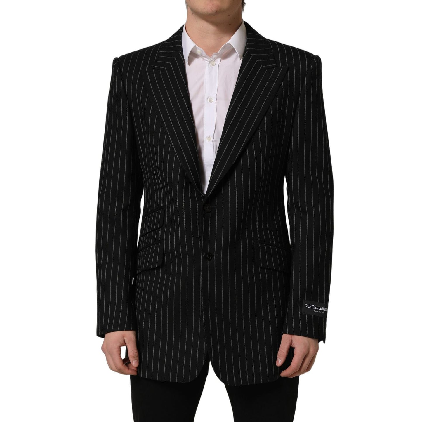 Dolce & Gabbana Dark Gray Stripes Wool Single Breasted Blazer