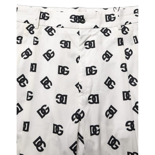 Dolce & Gabbana White Logo Skinny Leg Dress Men Trouser Pants