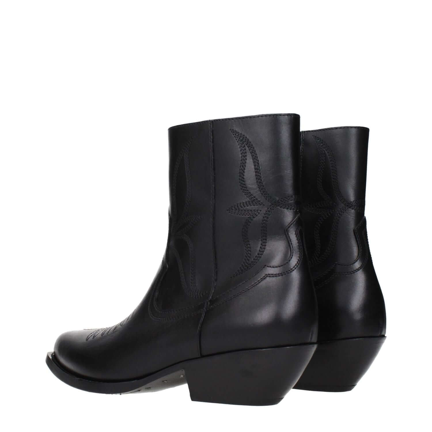 Celine Black Leather Ankle Boots