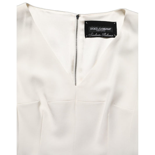 Dolce & Gabbana White Leopard Sleeveless Sheath Midi Dress