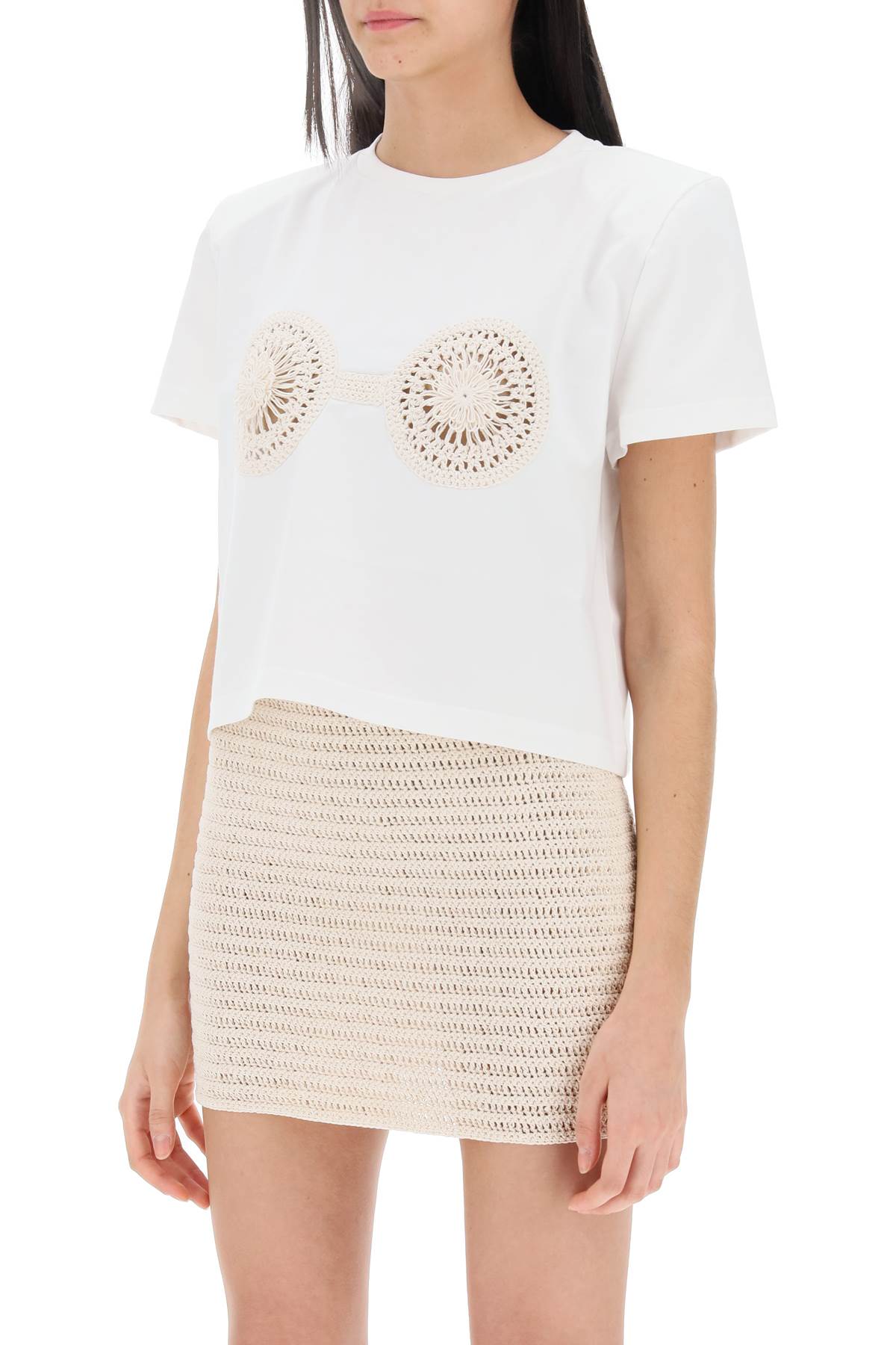 Magda Butrym cropped t-shirt with crochet insert Topwear Magda Butrym