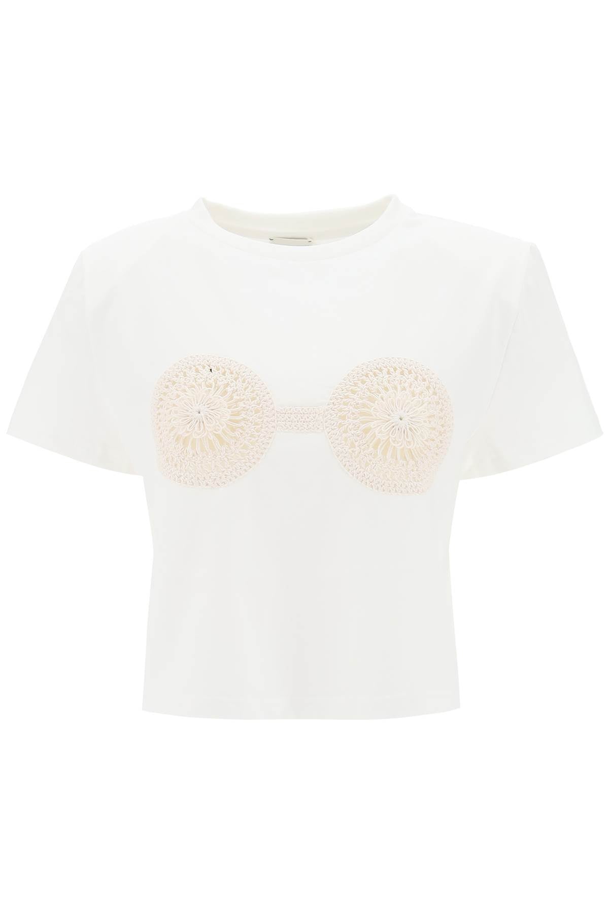 Magda Butrym cropped t-shirt with crochet insert Topwear Magda Butrym