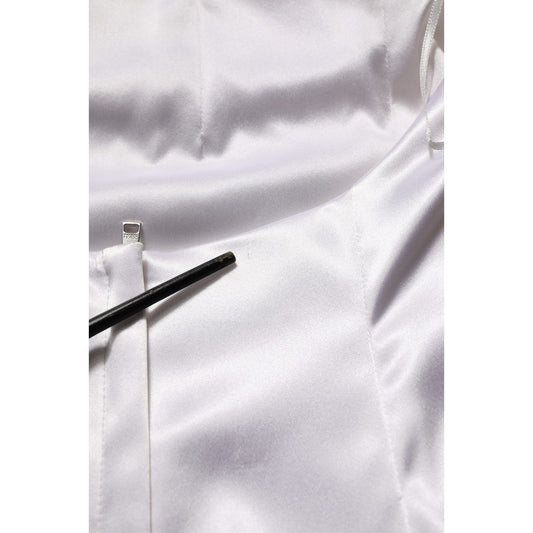 Dolce & Gabbana White Satin Halter Backless Long Gown Dress