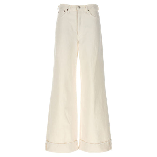 Agolde White Cotton High-Waisted Jean