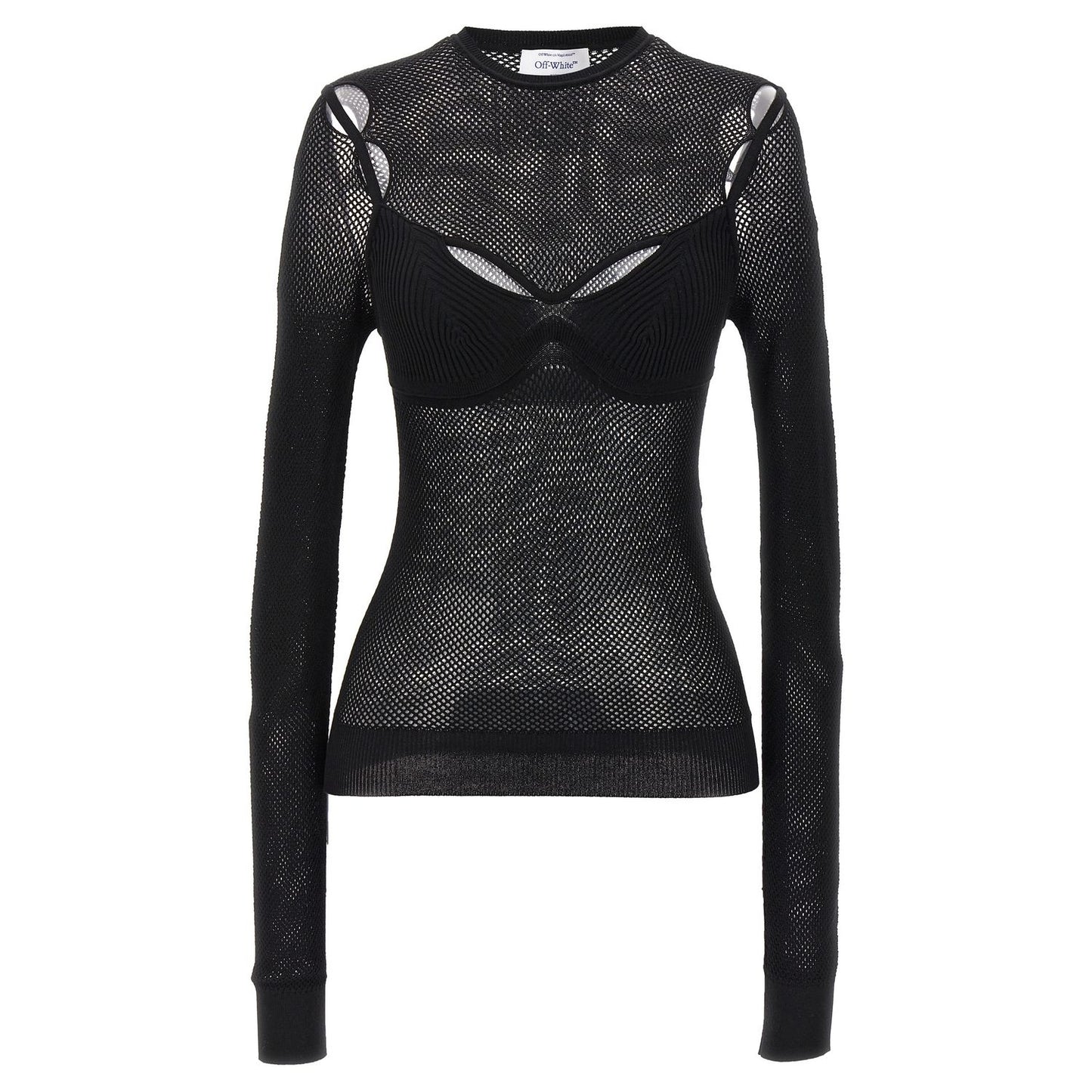 Off-White Black Viscose Tank Tops