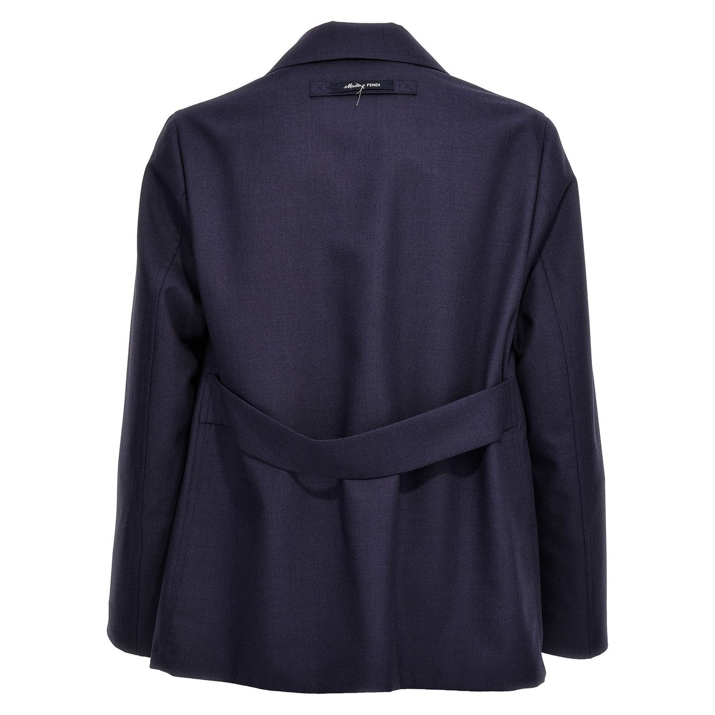 Fendi Blue Virgin Wool Full-Length Jacket