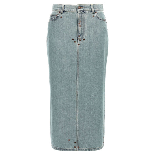 Moschino Blue Cotton Midi Skirt