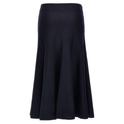 Khaite Blue Wool Midi Skirt