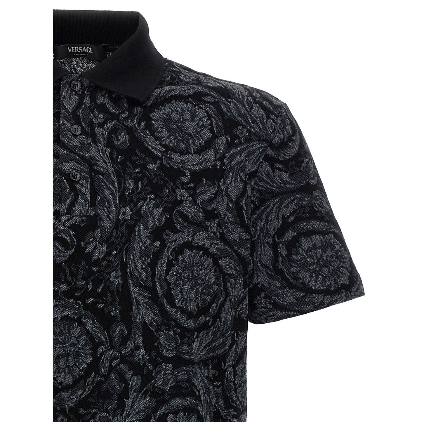 Versace Gray Cotton Polo Shirt