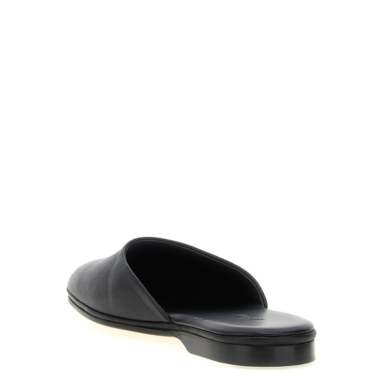Brioni Black Calfskin Mules
