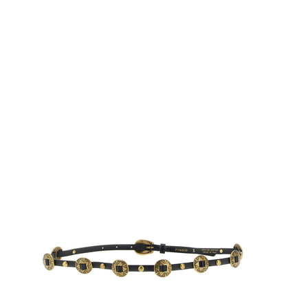PINKO Black Calfskin Thin Belt