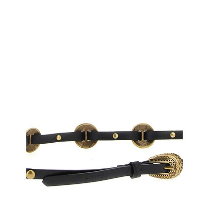 PINKO Black Calfskin Thin Belt