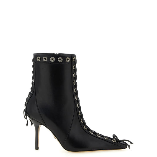 MACH & MACH Black Calfskin Ankle Boots
