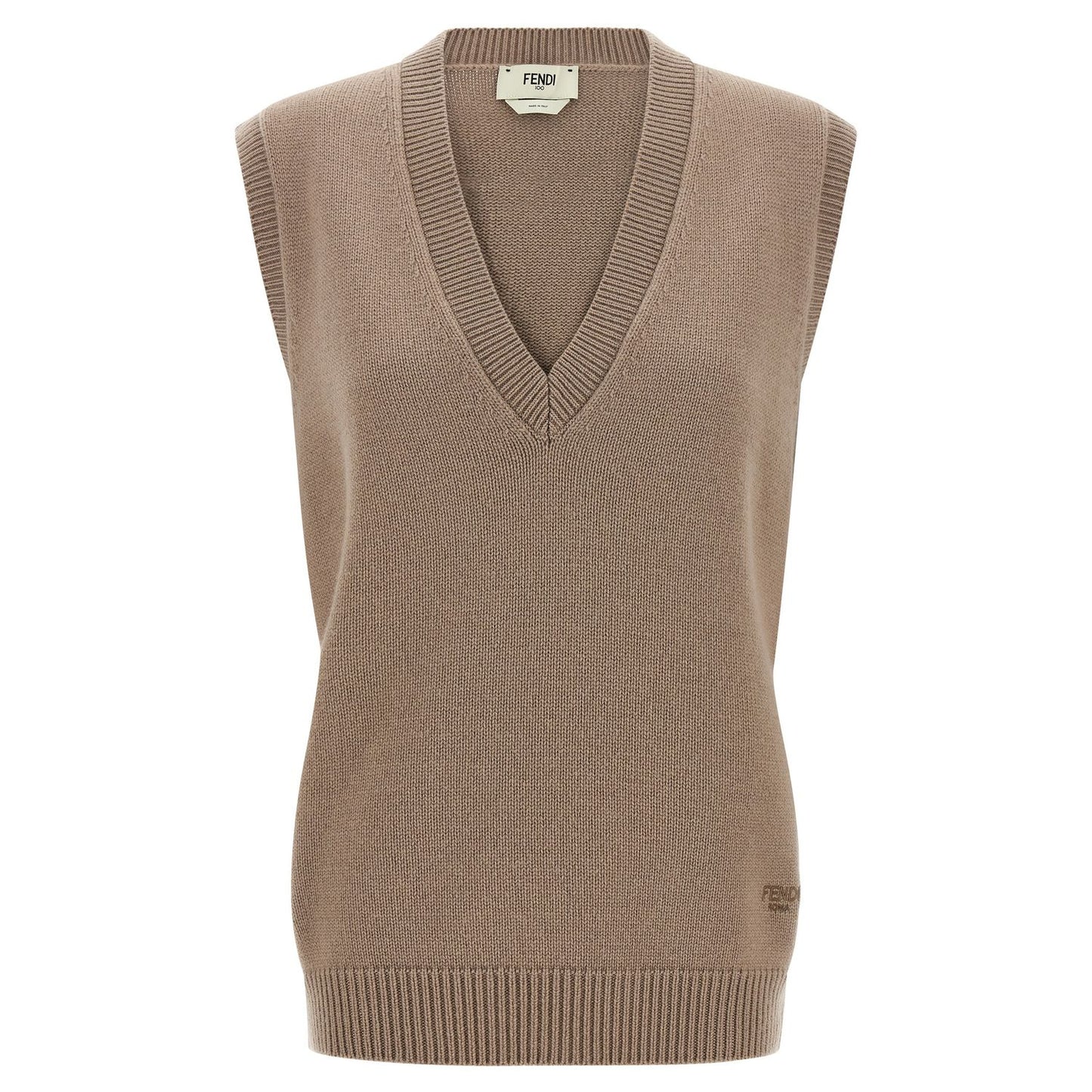 Fendi Beige Cashmere Sleeveless Jacket