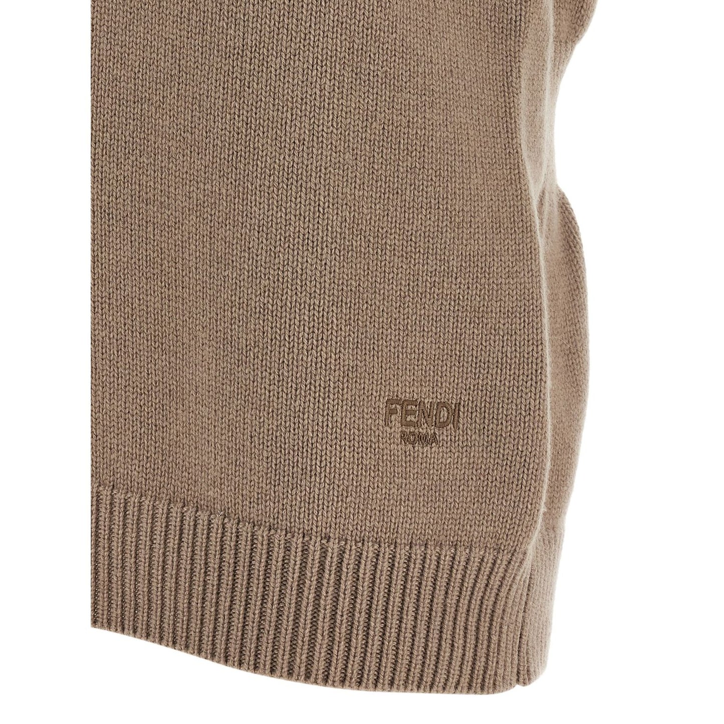 Fendi Beige Cashmere Sleeveless Jacket