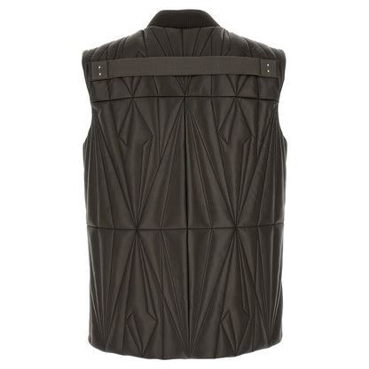 Rick Owens Brown Lamb Leather Sleeveless Jacket
