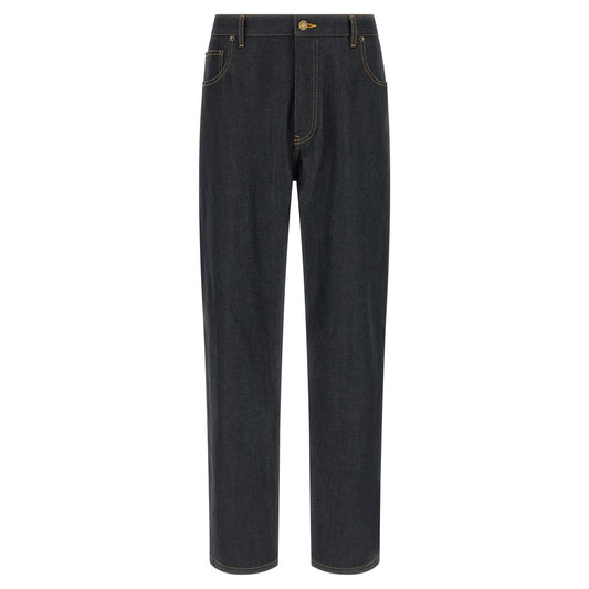 Thom Browne Blue Cotton High-Waisted Jean