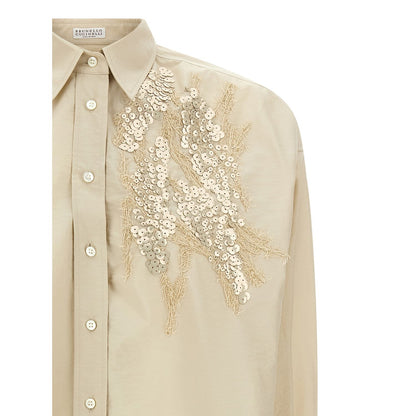Brunello Cucinelli Beige Cotton Blouse