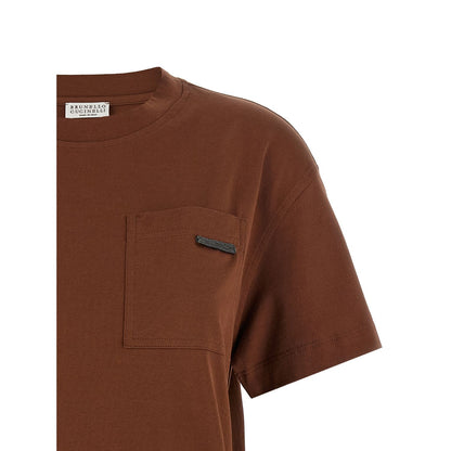 Brunello Cucinelli Brown Cotton T-Shirt