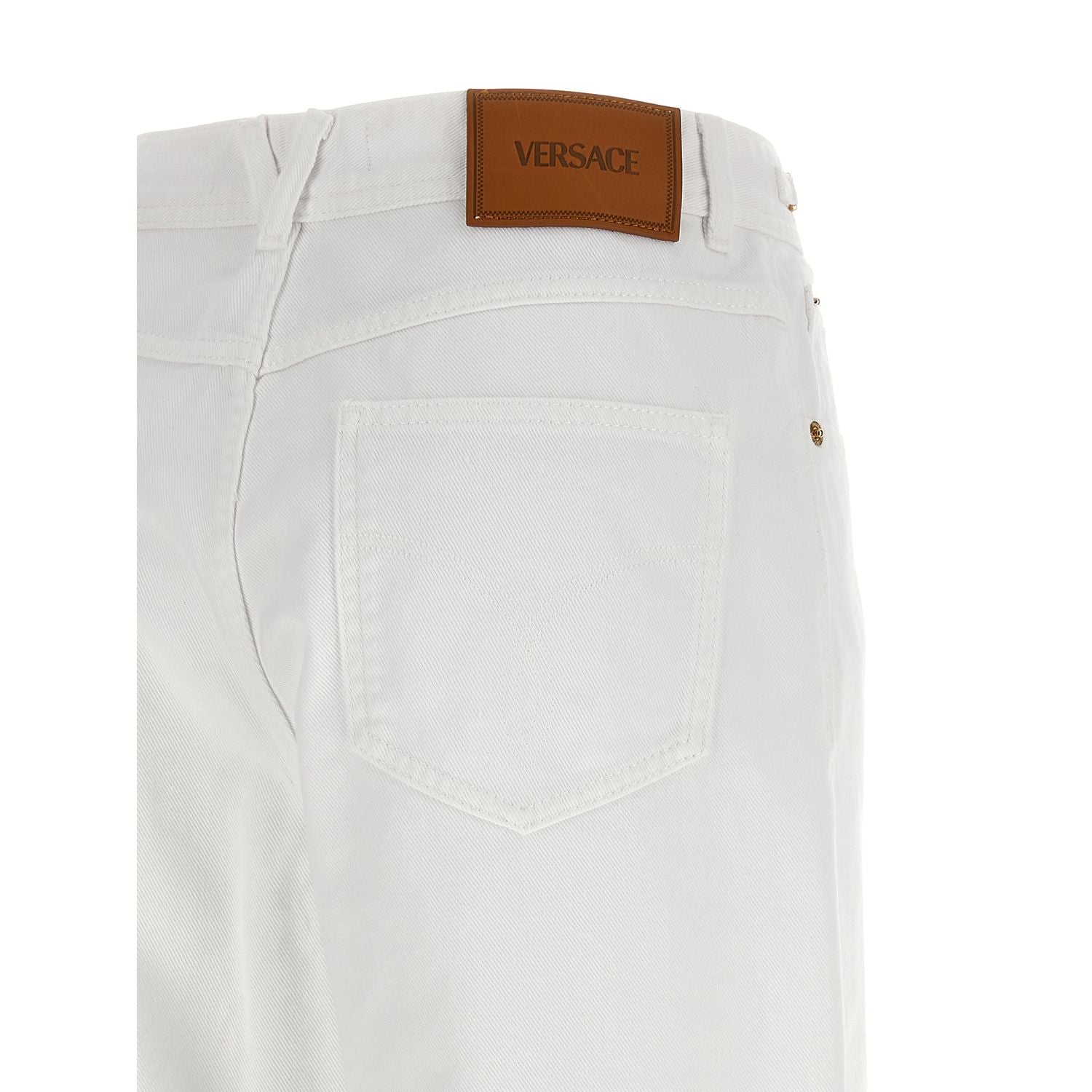 Versace White Cotton Straight-Leg Jeans