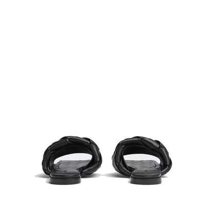 Bottega Veneta Black Lamb Leather Flat Sandals