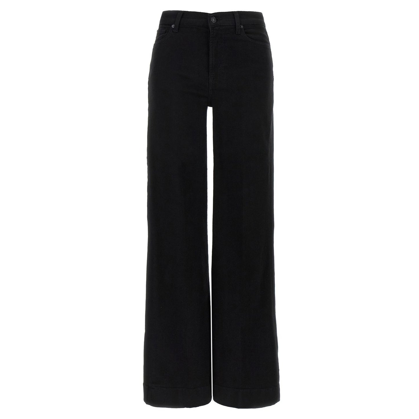 7 For All Mankind Black Cotton Flared Jeans
