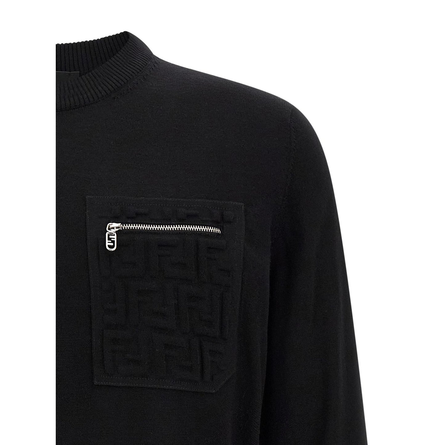 Fendi Black Virgin Wool Cardigan