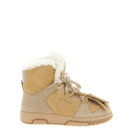 Off-White Beige Calfskin Ankle Boots