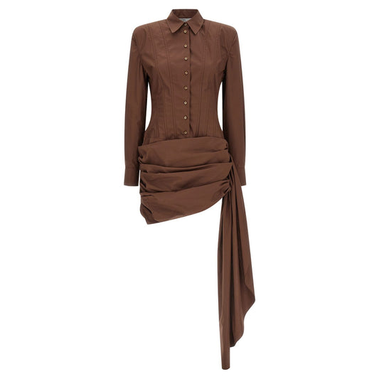 Giuseppe Di Morabito Brown Cotton Short Dress