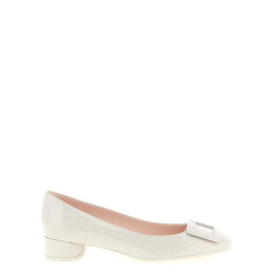 Roger Vivier Gray Calfskin Mid Heel Pumps