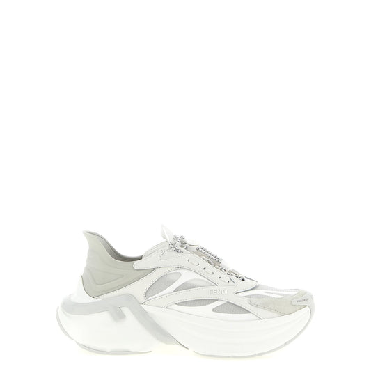 Fendi Gray Calfskin Athletic Sneakers