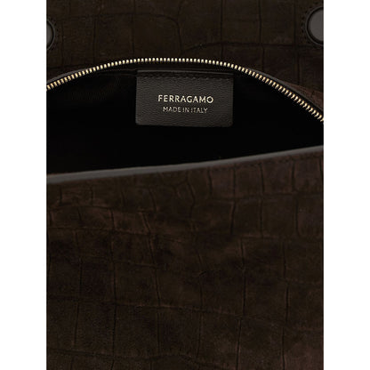 Ferragamo Brown Goatskin Shoulder Bag