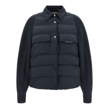 Brunello Cucinelli Blue Polyester Full-Length Jacket