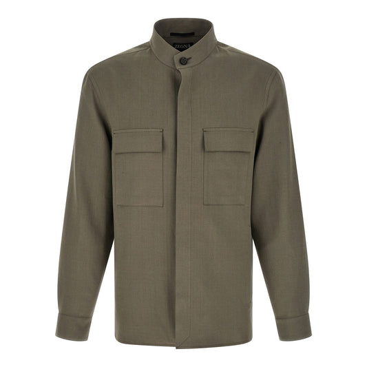 ZEGNA Gray Linen Blouse