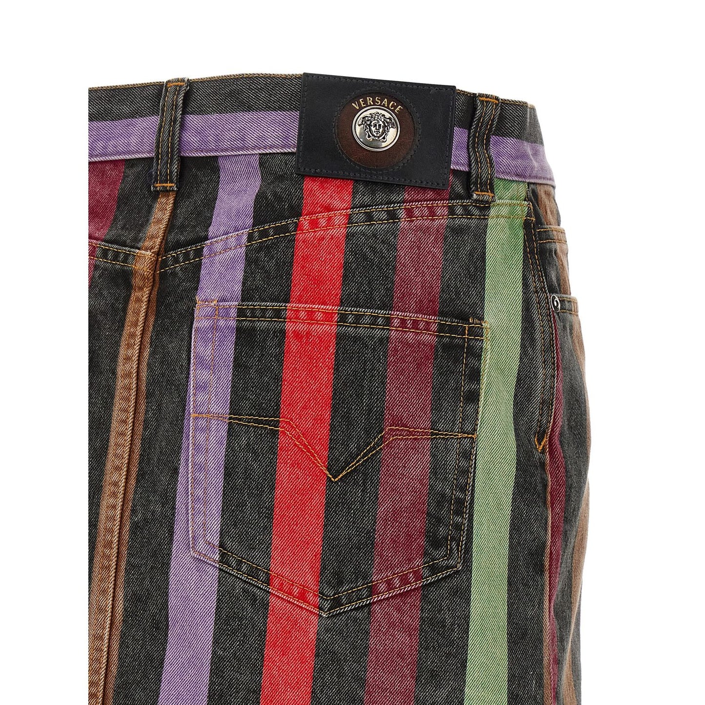 Versace Multicolor Cotton Long Skirt