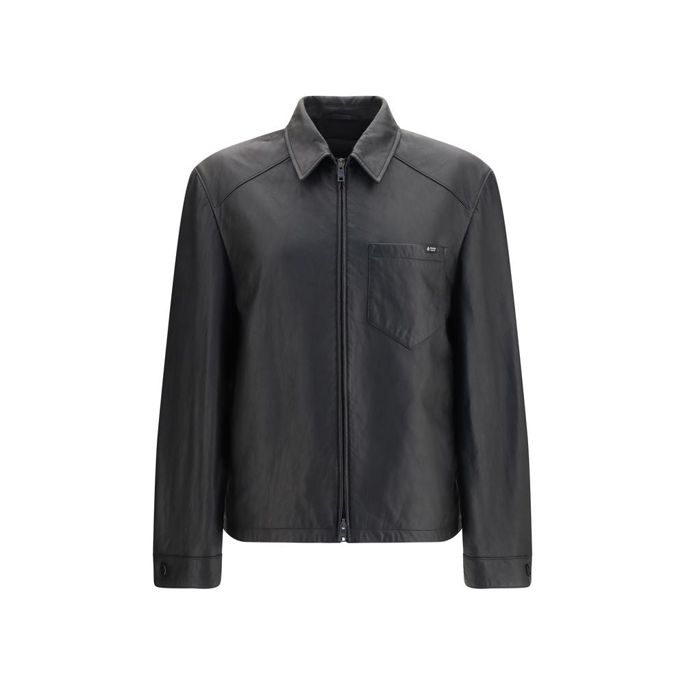 Prada Black Lamb Ovis Aries Leather Jacket
