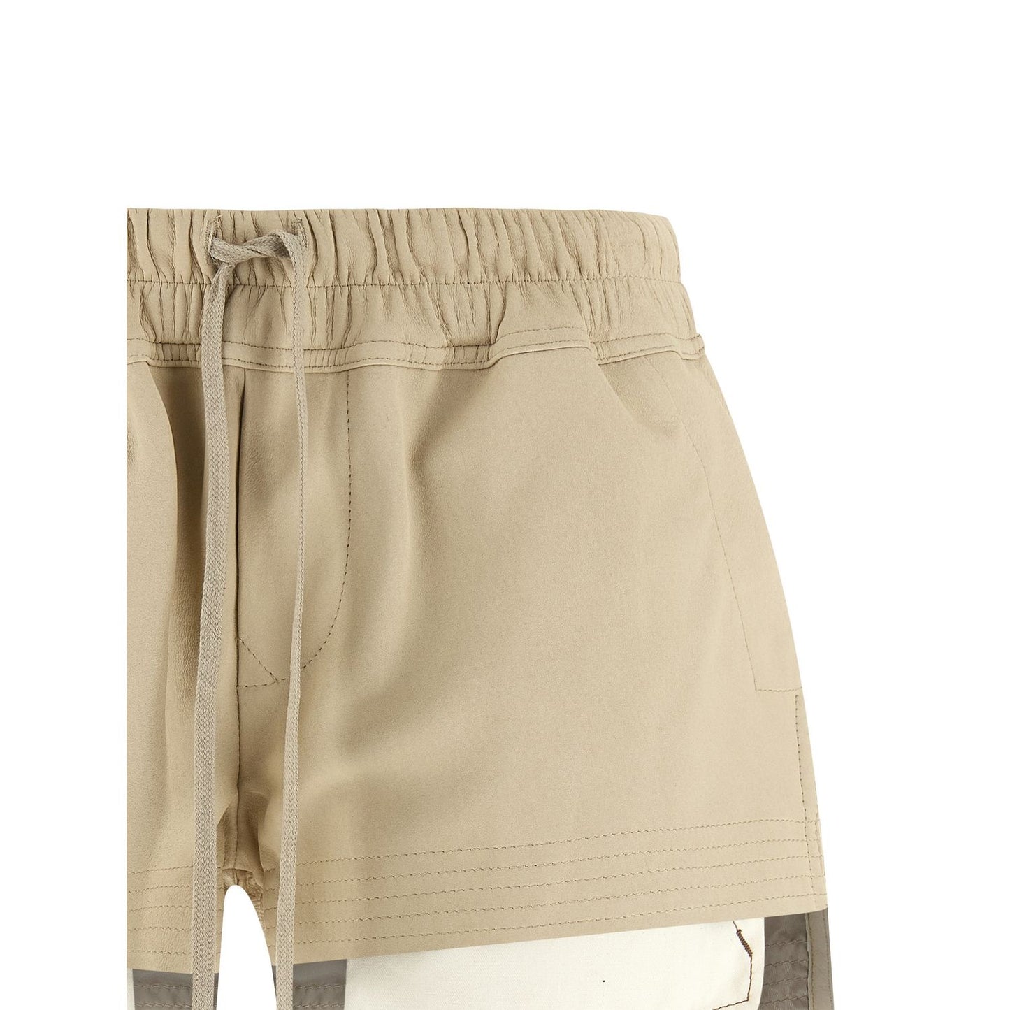 Rick Owens Beige Lamb Leather Bermuda Shorts