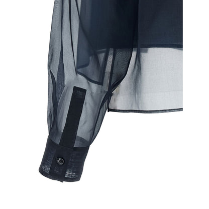 Max Mara Blue Cotton Blouse