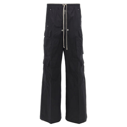Rick Owens Black Cotton Cargo Pants