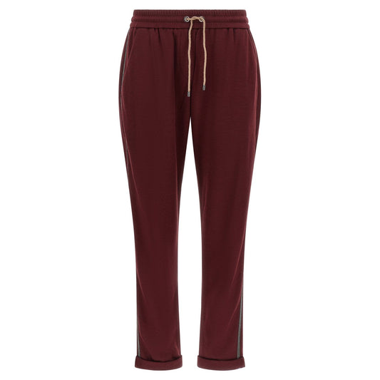 Brunello Cucinelli Bordeaux Cotton Joggers (Workout Pants)