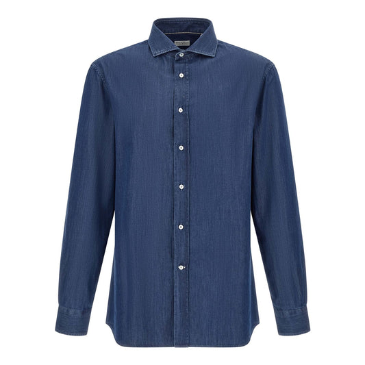 Brunello Cucinelli Blue Cotton Blouse