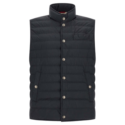 Brunello Cucinelli Blue Polyester Sleeveless Jacket