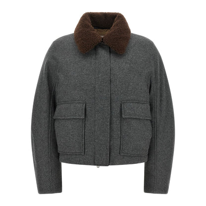 Brunello Cucinelli Gray Virgin Wool Full-Length Jacket